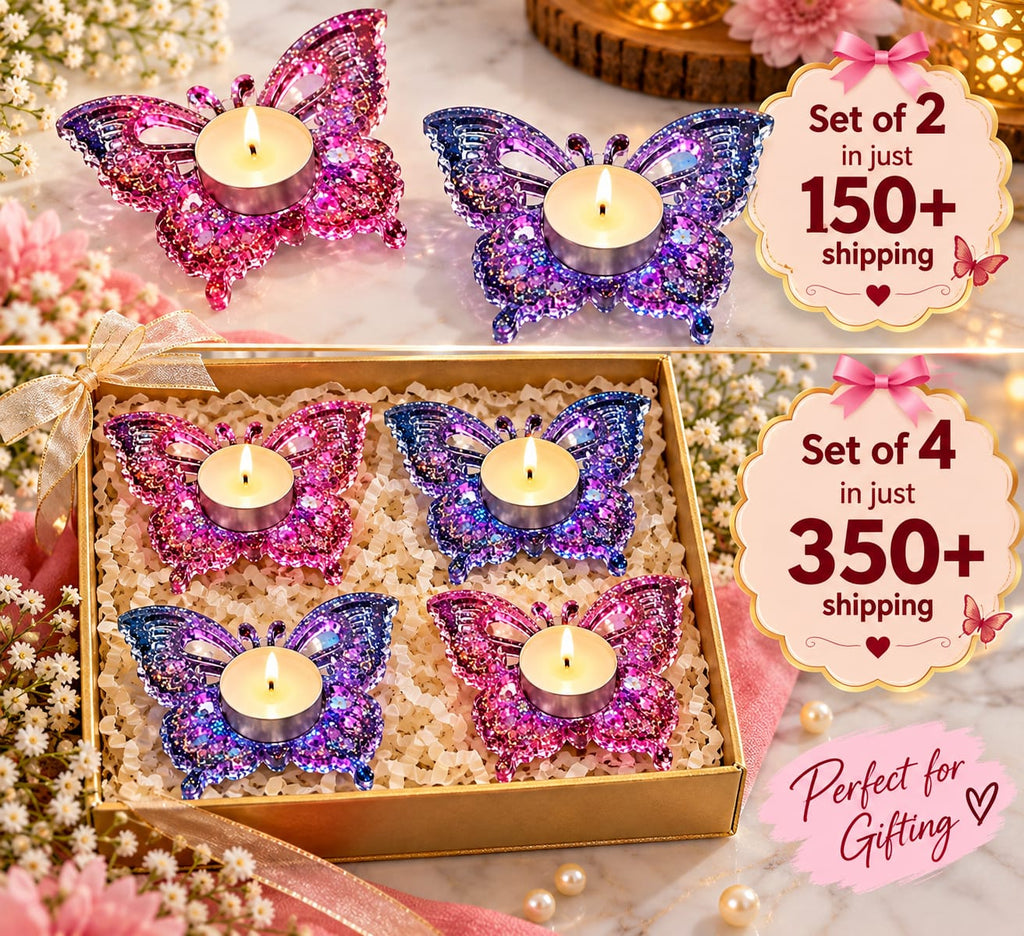 Butterfly Sparkle Tealight Set – 4 Pieces