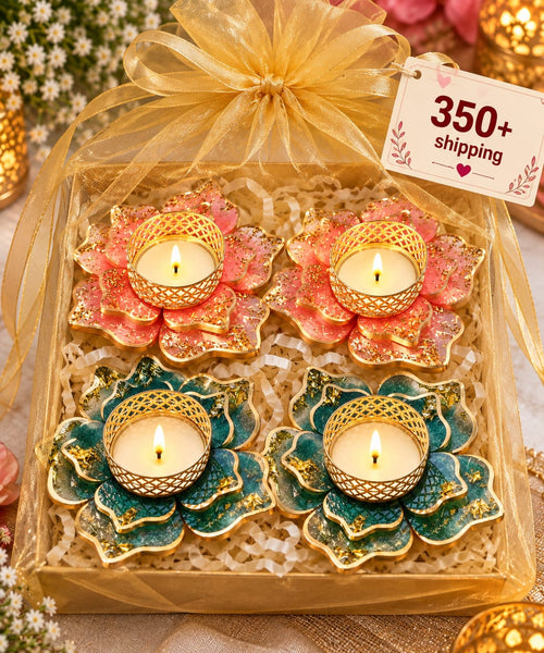 Lotus Radiance Tealight Set – 4 Pieces