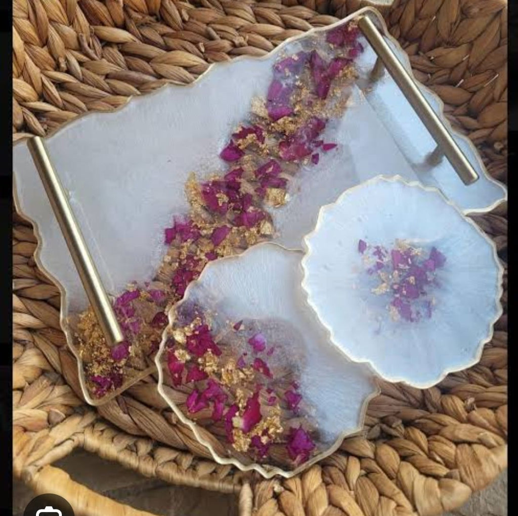 Luxury Resin Serving Tray Set