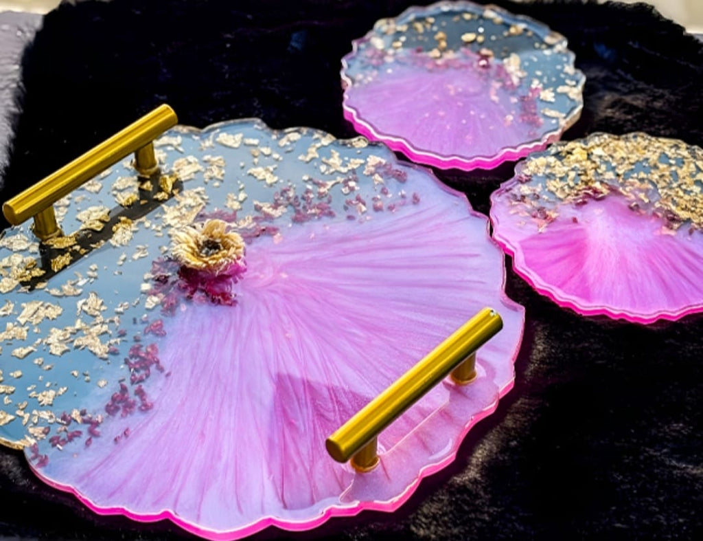 Luxury Resin Serving Tray Set