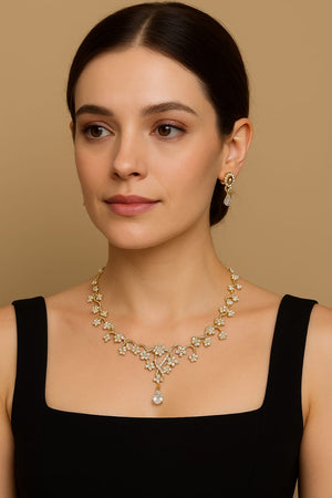 Elegant Floral Necklace &amp; Earring Set