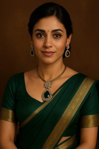 Emerald Green Drop Necklace &amp; Earring Set