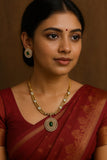 Regal Green Stone & Kundan Necklace Seṭ