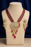 Modern Pearl & Ruby Drop Necklace Set