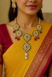Royal Kundan & Ruby Bead Necklace Set – Traditional Heritage Style