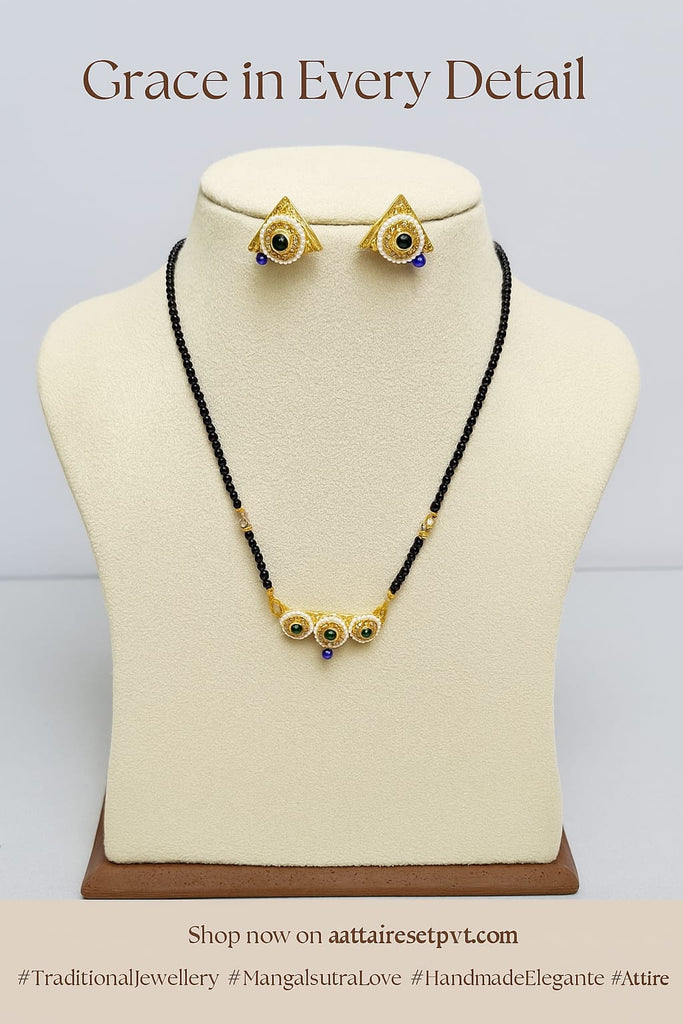 Royal Trio Green Stone Mangalsutra