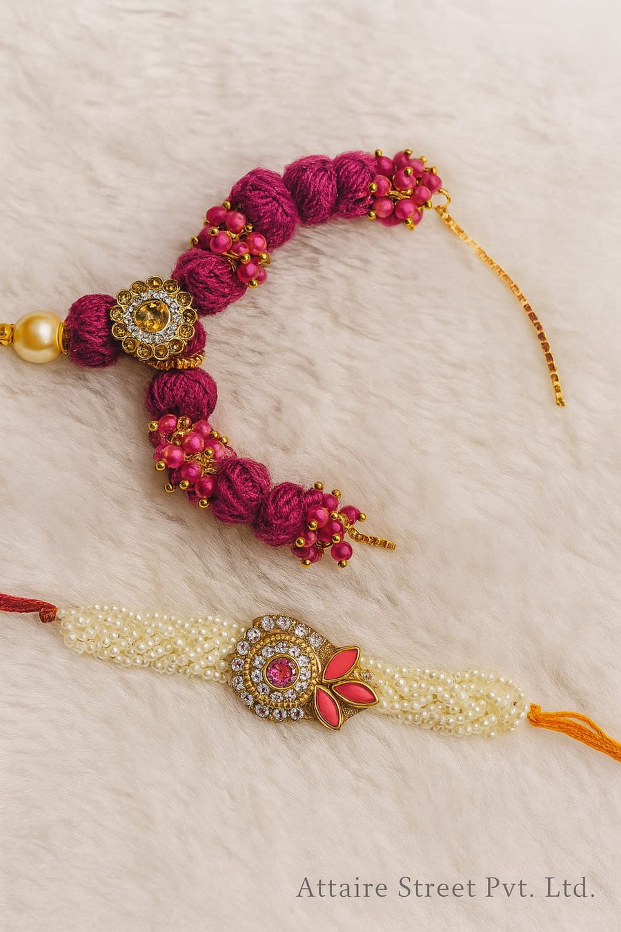 Traditional Thread Rakhi & Wool Beaded Lumba