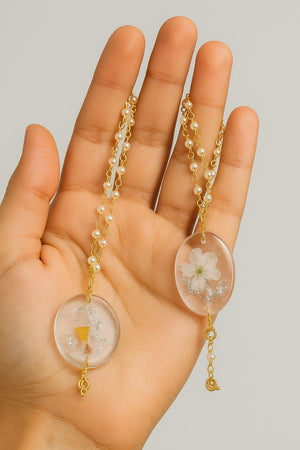 Handmade Resin Rakhi with Dried Flowers & Pearl Chain