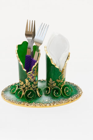 Handcrafted Resin Cutlery & Tissue Holder