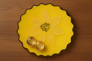 Bright Yellow Decorative Pooja Thali with Om Motif 🌼