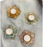 Pearl Blossom Resin Tealight Holders (Set of 4)