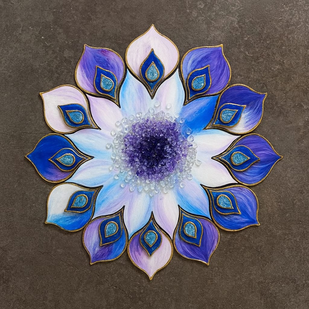 Crystal Lotus Resin Rangoli