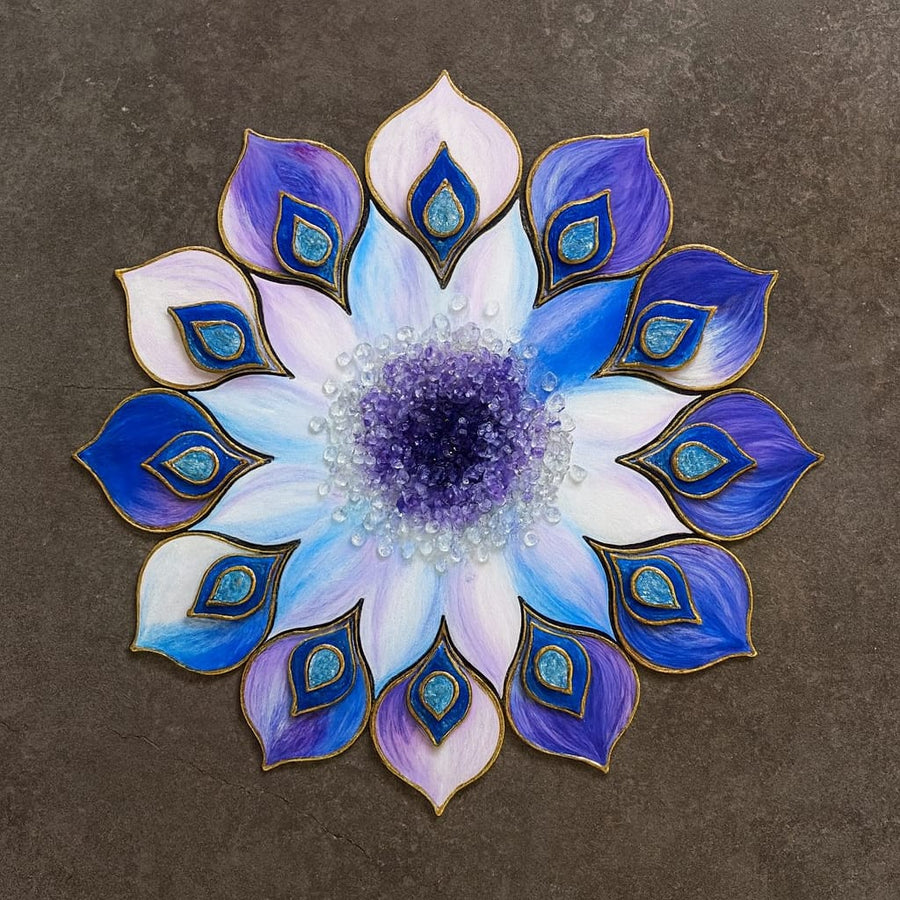 Crystal Lotus Resin Rangoli