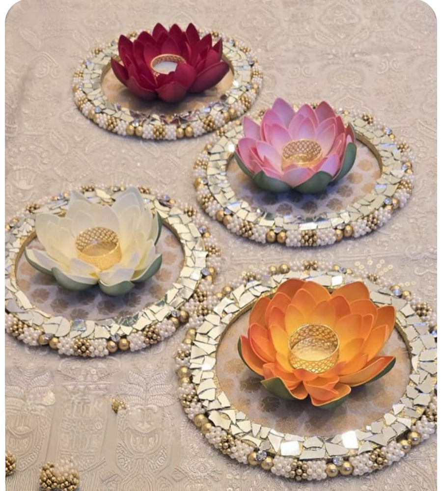 Lotus Resin Tealight Holder(set of 4)