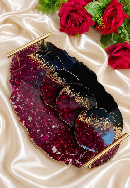 Luxury Resin Serving Tray Set