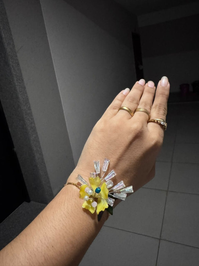 Handcrafted Yellow Crystal Rakhi Bracelet