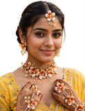 Handcrafted Sunset Amber Floral Resin Jewellery Set