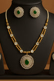 Regal Green Stone & Kundan Necklace Seṭ