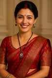 Classic Black Bead Floral Mangalsutra Set