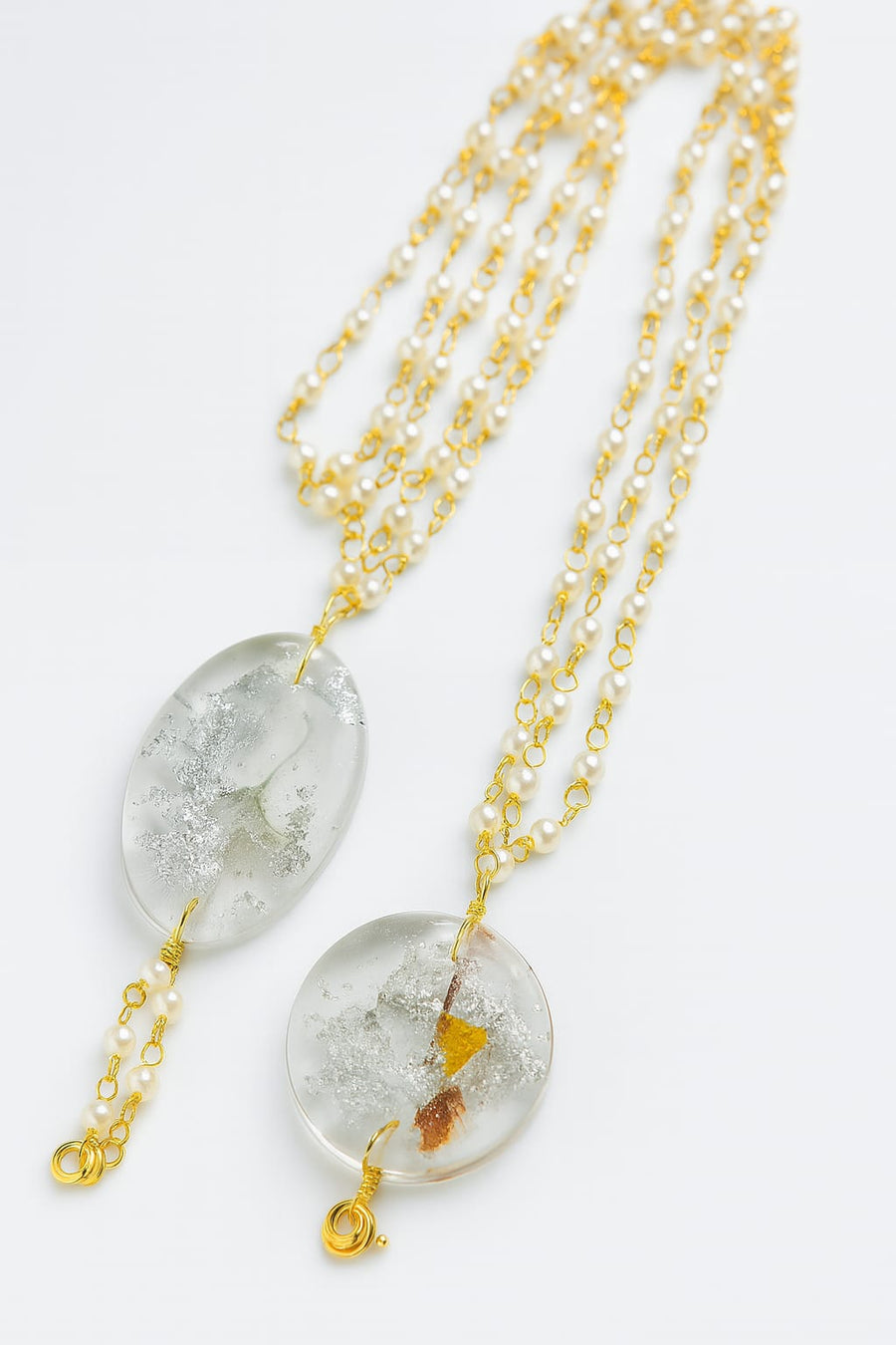 Handmade Resin Rakhi with Dried Flowers & Pearl Chain
