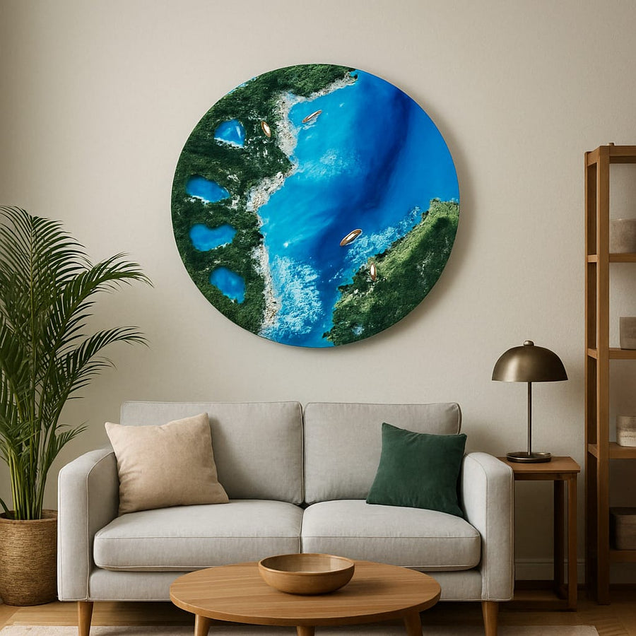 Handcrafted Resin Beach Pour Ocean Art
