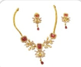 Elegant Red & Gold Floral Necklace Set