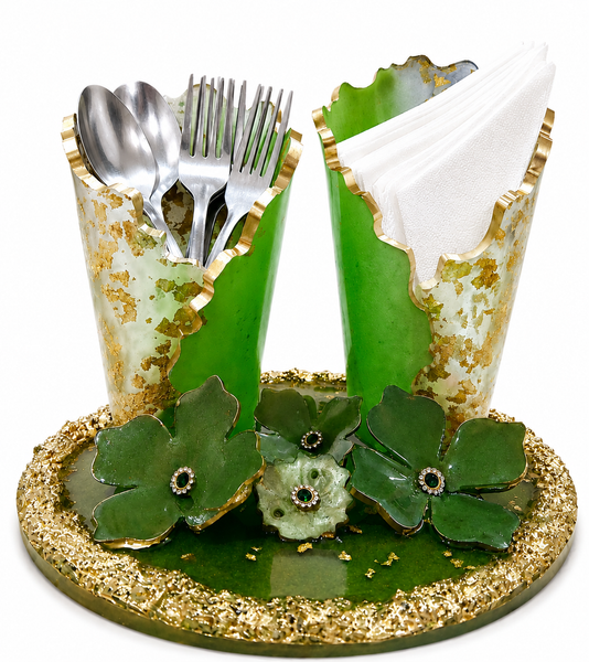 Handcrafted Resin Cutlery & Tissue Holder