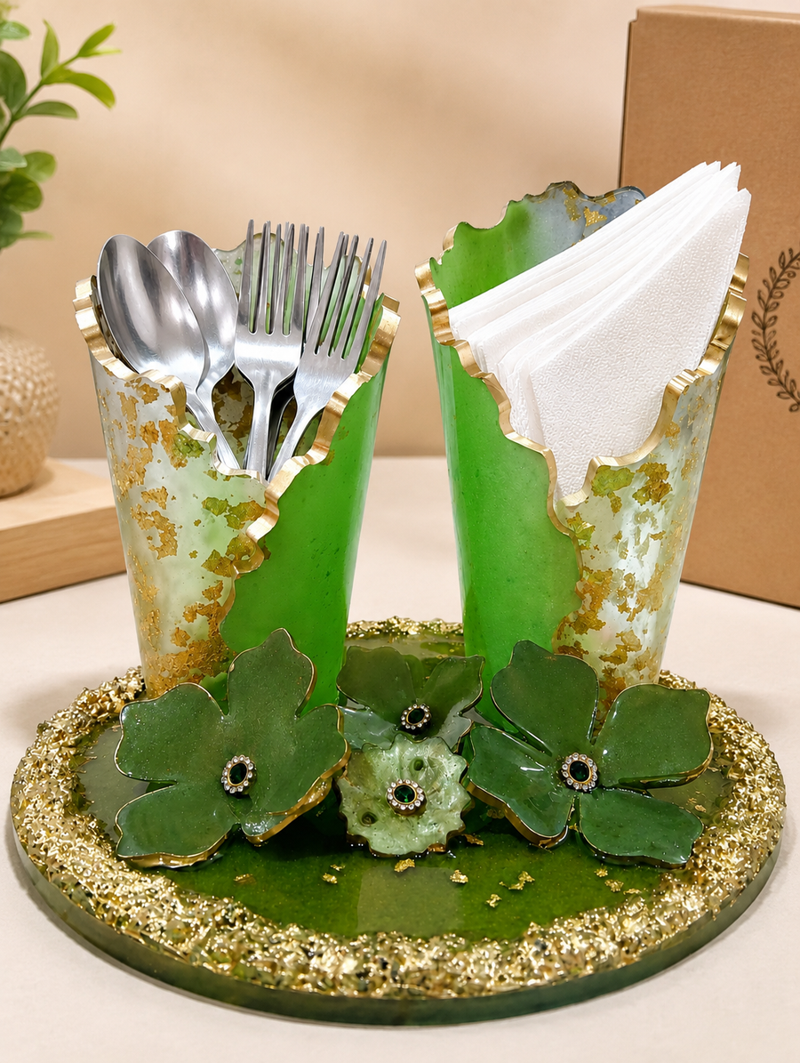 Handcrafted Resin Cutlery & Tissue Holder
